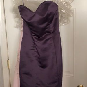 Mermaid style strapless plum dress